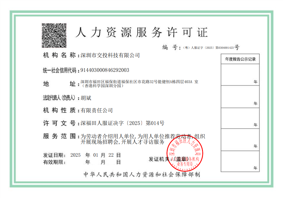 人力资源服务许可证